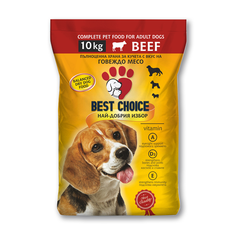Суха храна за кучета с вкус на говеждо 10 кг