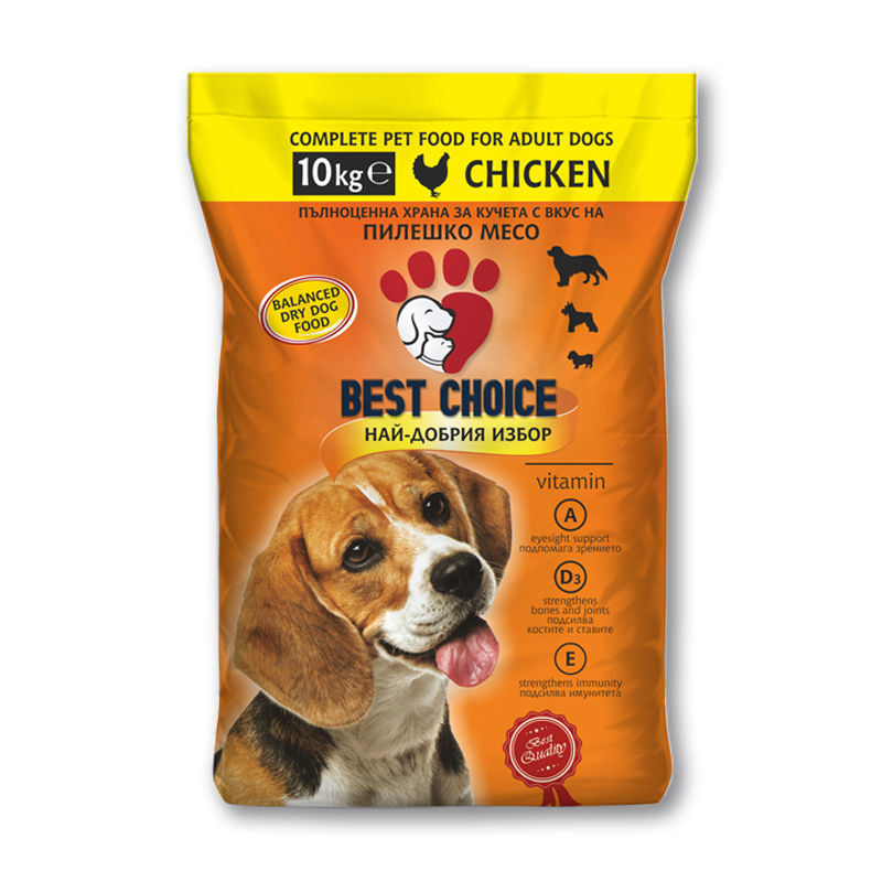 Суха храна за кучета с вкус на пиле 10 кг