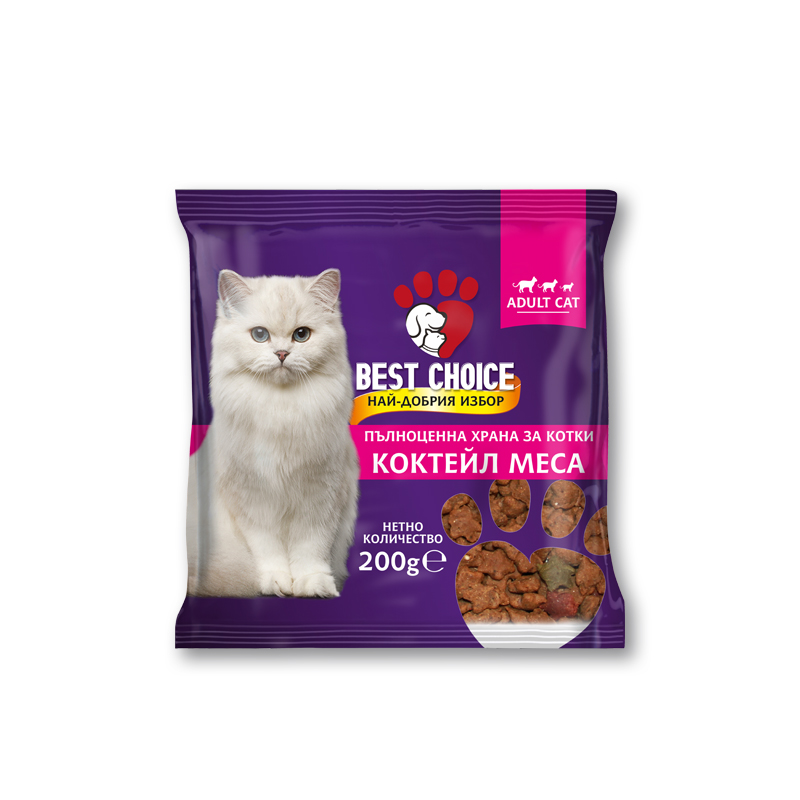 Суха храна за котки Коктейл меса Best Choice 200 гр
