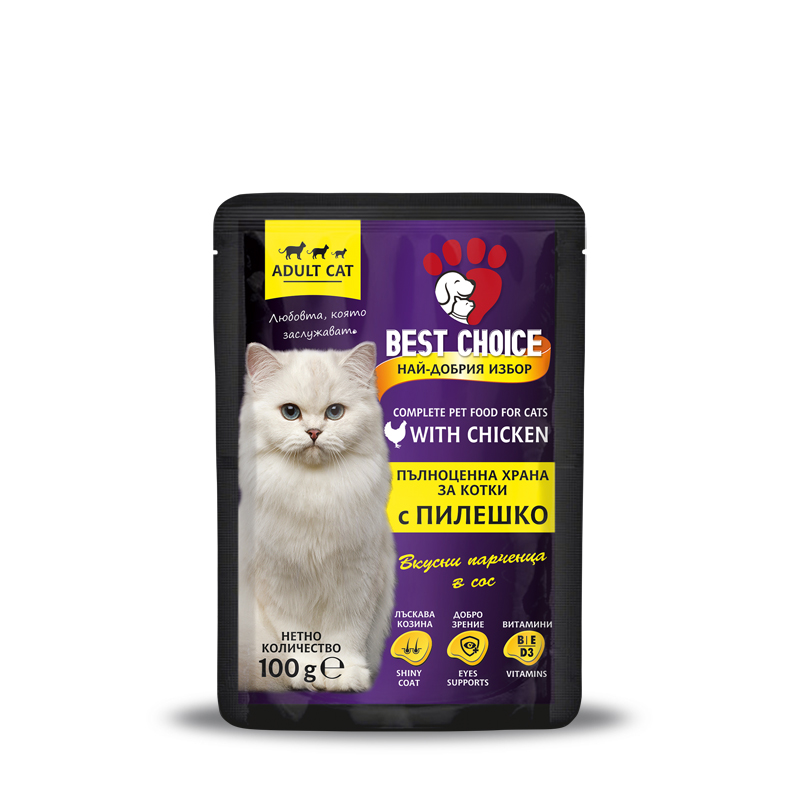 Храна за котки с пилешко Best Choice - пауч 100 гр