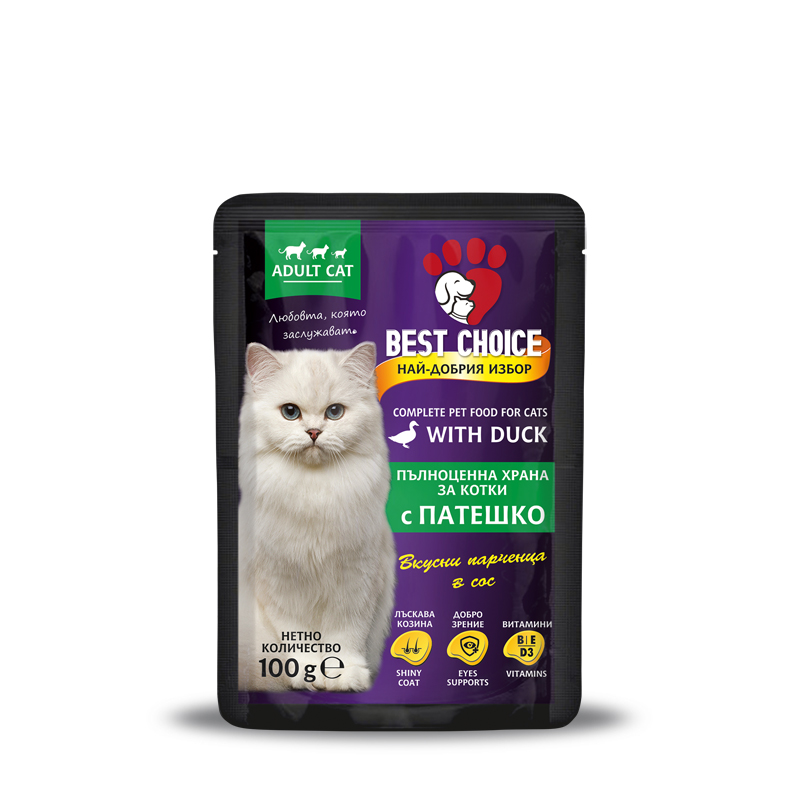 Храна за котки с патешко Best Choice - пауч 100 гр